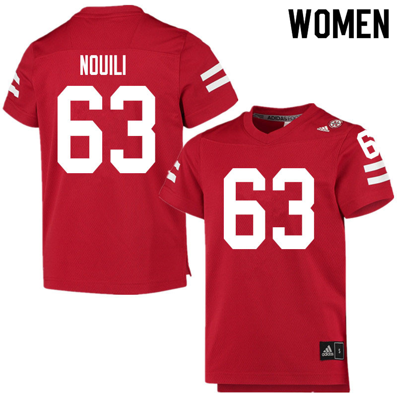 Women #63 Nouredin Nouili Nebraska Cornhuskers College Football Jerseys Sale-Scarlet